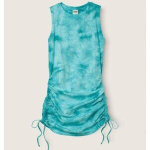 PINK Victoria's Secret Blue Tie-Dye Sleeveless Ruched Side Dress Size XL